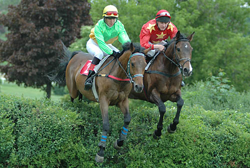 1-Venda(vlevo) skáče na steeplechase